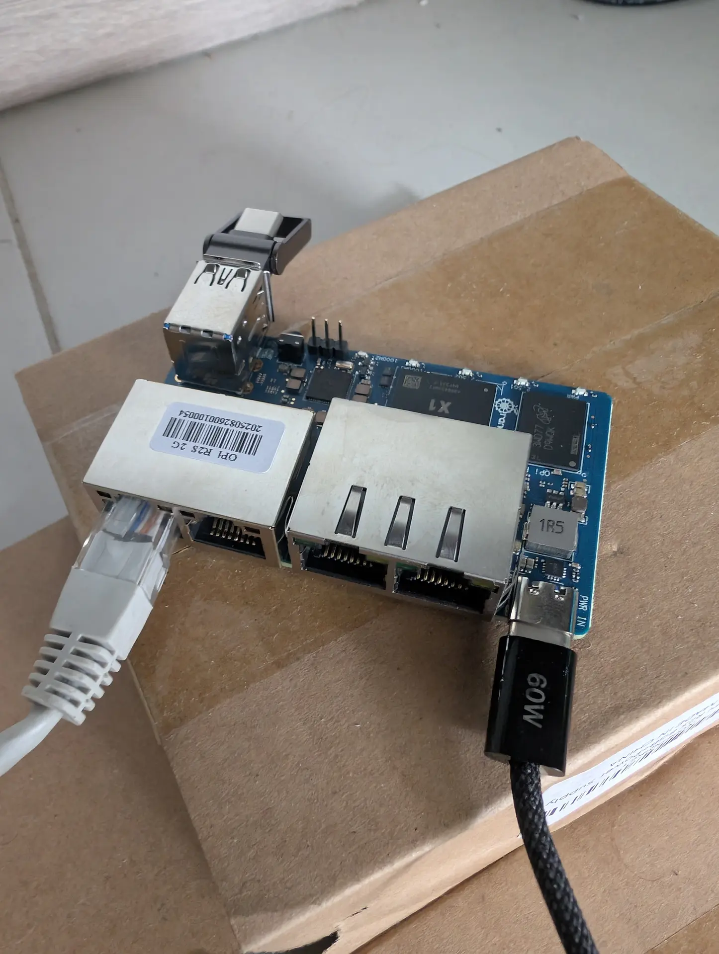 Phase 3: Orange Pi R2S powered off — all LEDs off, provisioning complete